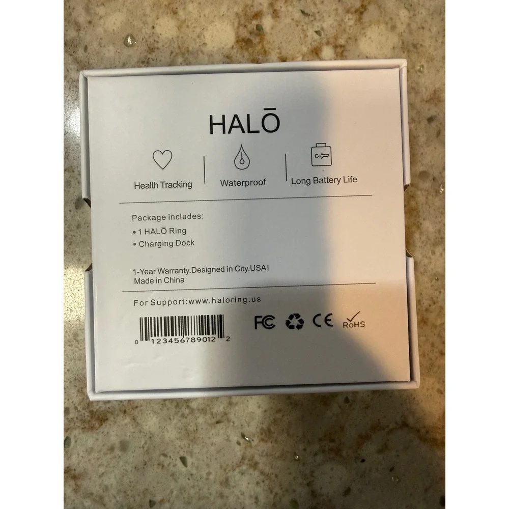 HALO Smart Ring Size 9 Health Tracker White Enamel Gold Filigree with Charger